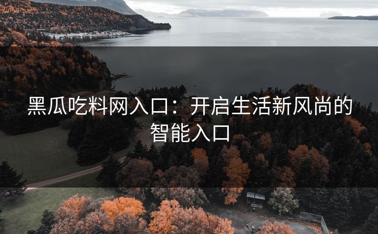 黑瓜吃料网入口:开启生活新风尚的智能入口