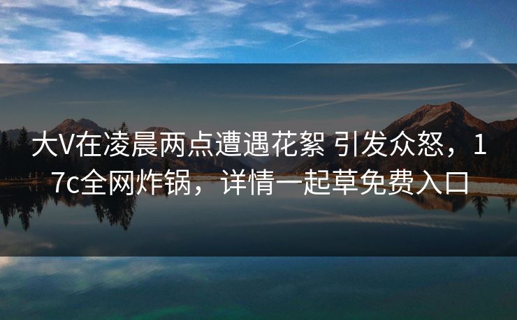 大V在凌晨两点遭遇花絮 引发众怒，17c全网炸锅，详情一起草免费入口
